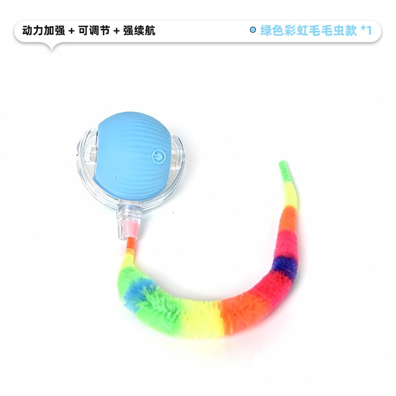 Automatic Self-Rolling Cat Toy Ball with Rope, Bite Resistant Bouncing Interactive Pet Ball for Indoor Kitten & Cat Self Play