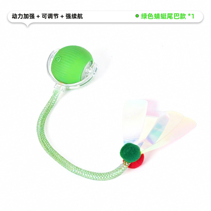 Automatic Self-Rolling Cat Toy Ball with Rope, Bite Resistant Bouncing Interactive Pet Ball for Indoor Kitten & Cat Self Play
