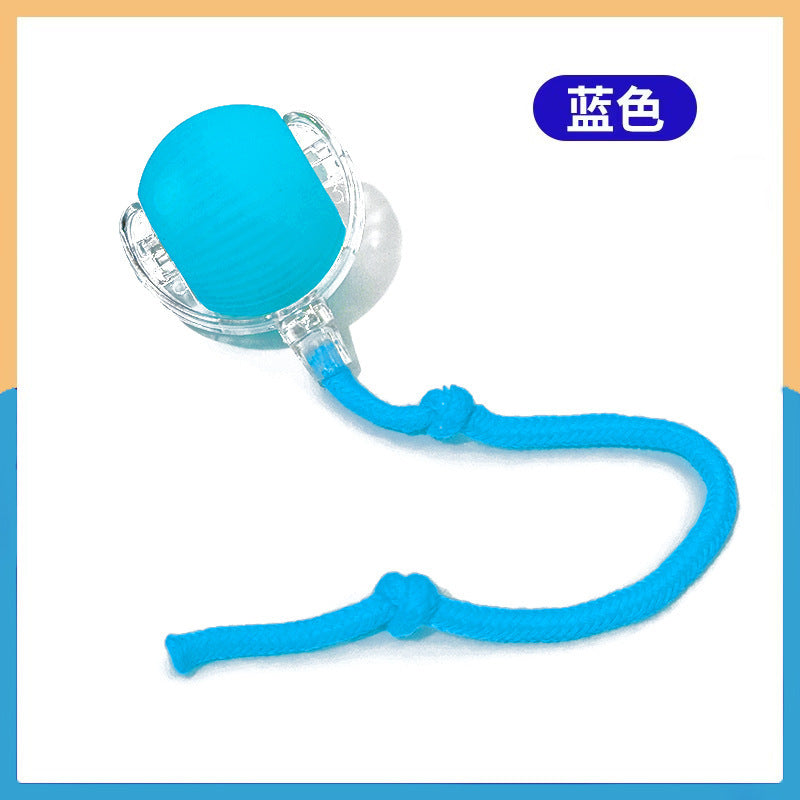 Automatic Self-Rolling Cat Toy Ball with Rope, Bite Resistant Bouncing Interactive Pet Ball for Indoor Kitten & Cat Self Play