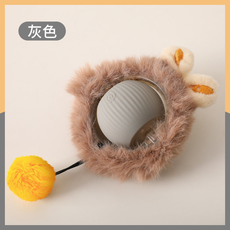 Automatic Self-Rolling Cat Toy Ball with Rope, Bite Resistant Bouncing Interactive Pet Ball for Indoor Kitten & Cat Self Play