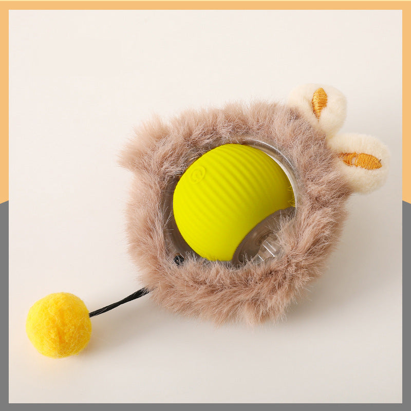 Automatic Self-Rolling Cat Toy Ball with Rope, Bite Resistant Bouncing Interactive Pet Ball for Indoor Kitten & Cat Self Play