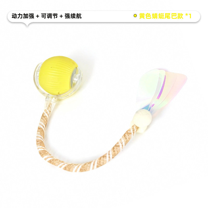 Automatic Self-Rolling Cat Toy Ball with Rope, Bite Resistant Bouncing Interactive Pet Ball for Indoor Kitten & Cat Self Play