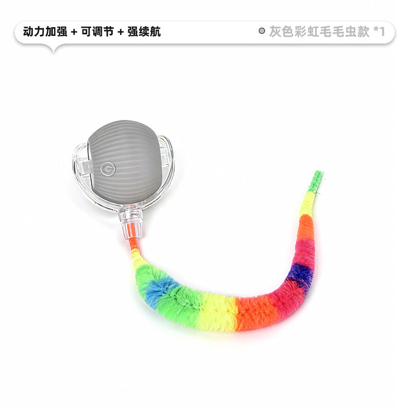 Automatic Self-Rolling Cat Toy Ball with Rope, Bite Resistant Bouncing Interactive Pet Ball for Indoor Kitten & Cat Self Play