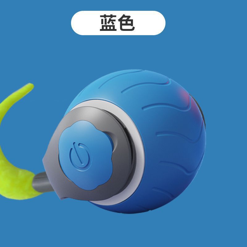 Automatic Self-Rolling Cat Toy Ball with Rope, Bite Resistant Bouncing Interactive Pet Ball for Indoor Kitten & Cat Self Play