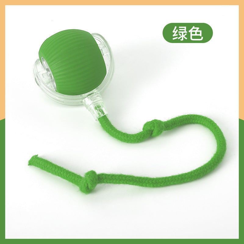 Automatic Self-Rolling Cat Toy Ball with Rope, Bite Resistant Bouncing Interactive Pet Ball for Indoor Kitten & Cat Self Play