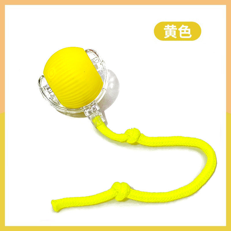 Automatic Self-Rolling Cat Toy Ball with Rope, Bite Resistant Bouncing Interactive Pet Ball for Indoor Kitten & Cat Self Play