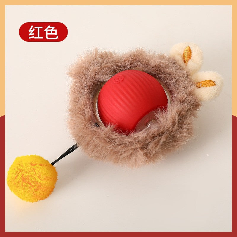 Automatic Self-Rolling Cat Toy Ball with Rope, Bite Resistant Bouncing Interactive Pet Ball for Indoor Kitten & Cat Self Play