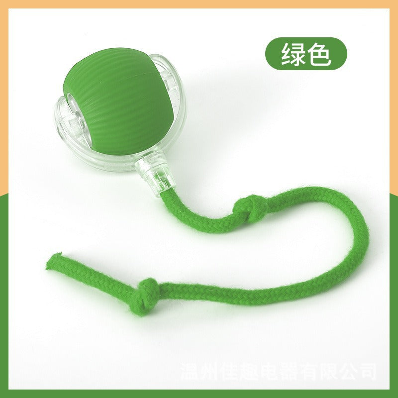 Automatic Self-Rolling Cat Toy Ball with Rope, Bite Resistant Bouncing Interactive Pet Ball for Indoor Kitten & Cat Self Play