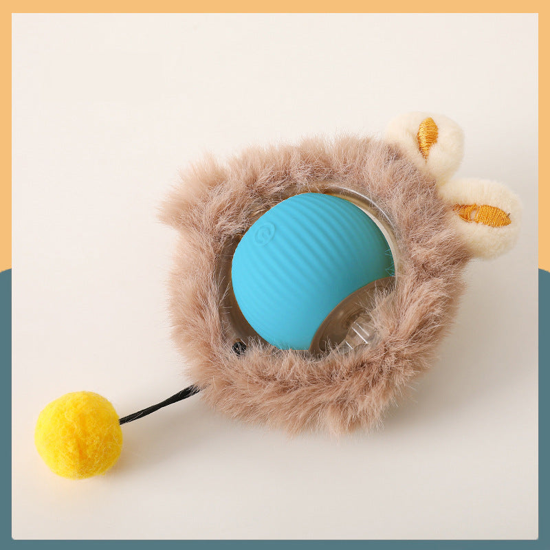 Automatic Self-Rolling Cat Toy Ball with Rope, Bite Resistant Bouncing Interactive Pet Ball for Indoor Kitten & Cat Self Play