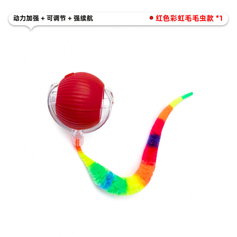Automatic Self-Rolling Cat Toy Ball with Rope, Bite Resistant Bouncing Interactive Pet Ball for Indoor Kitten & Cat Self Play