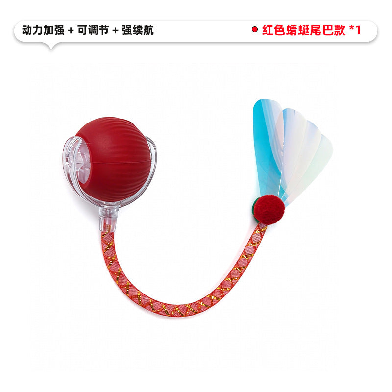 Automatic Self-Rolling Cat Toy Ball with Rope, Bite Resistant Bouncing Interactive Pet Ball for Indoor Kitten & Cat Self Play