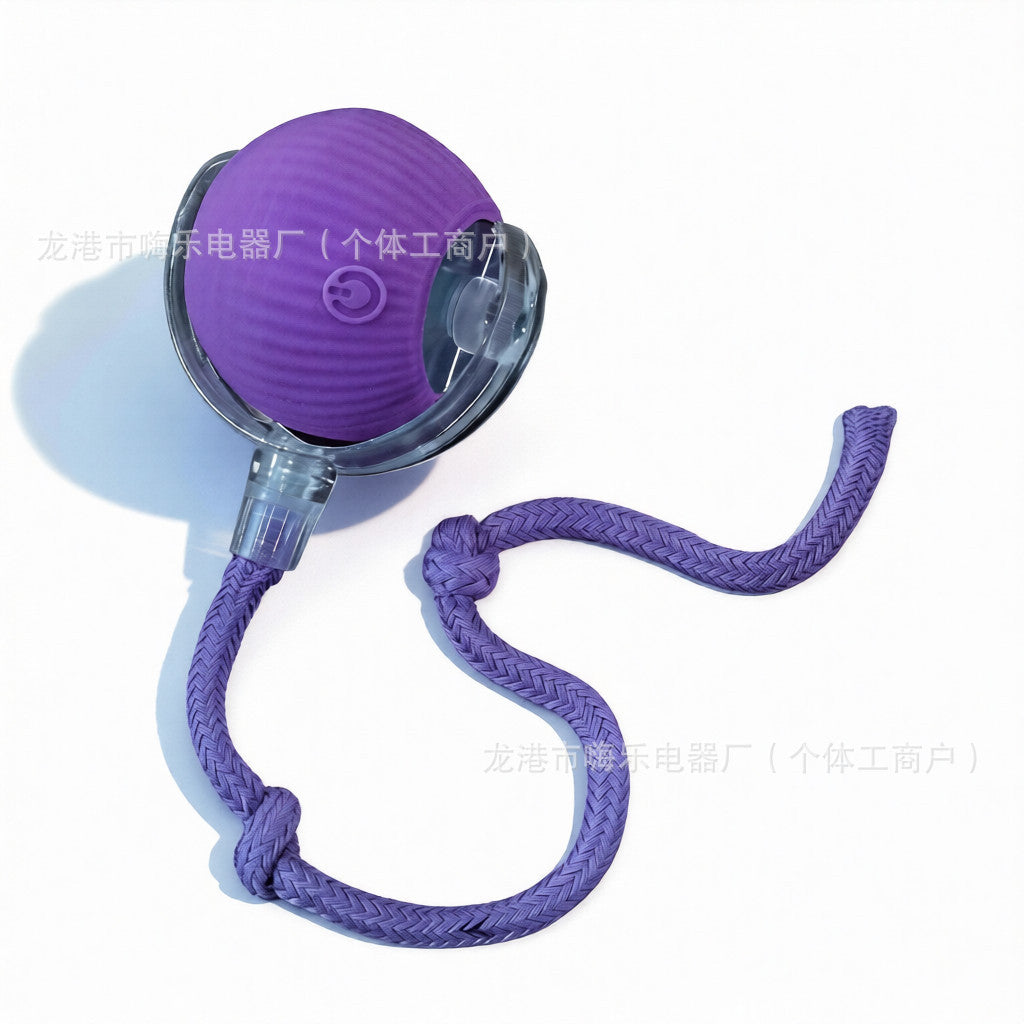 Automatic Self-Rolling Cat Toy Ball with Rope, Bite Resistant Bouncing Interactive Pet Ball for Indoor Kitten & Cat Self Play