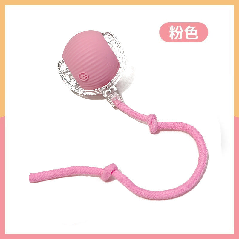 Automatic Self-Rolling Cat Toy Ball with Rope, Bite Resistant Bouncing Interactive Pet Ball for Indoor Kitten & Cat Self Play
