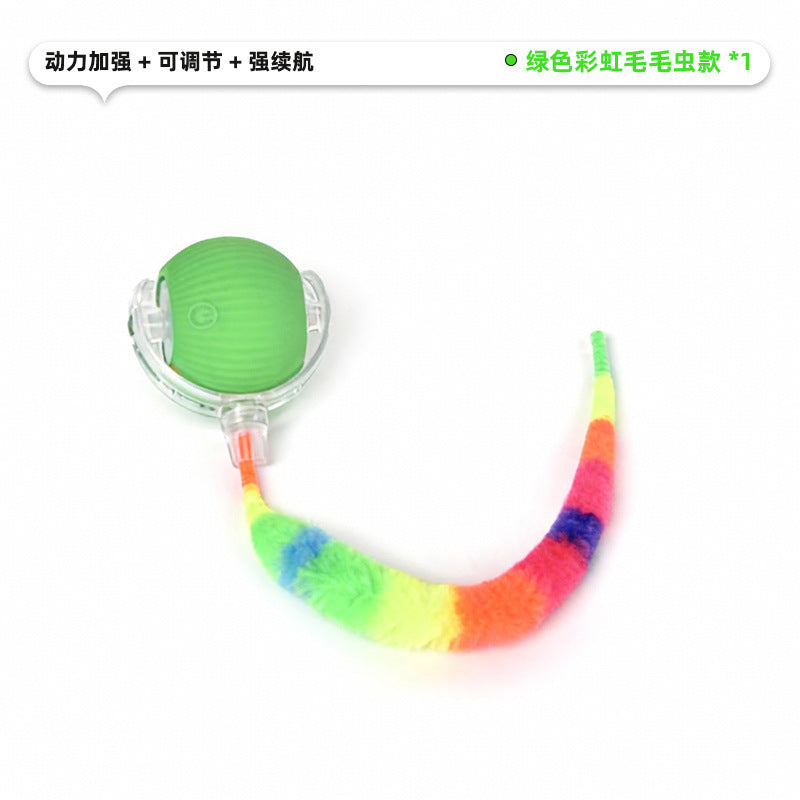 Automatic Self-Rolling Cat Toy Ball with Rope, Bite Resistant Bouncing Interactive Pet Ball for Indoor Kitten & Cat Self Play