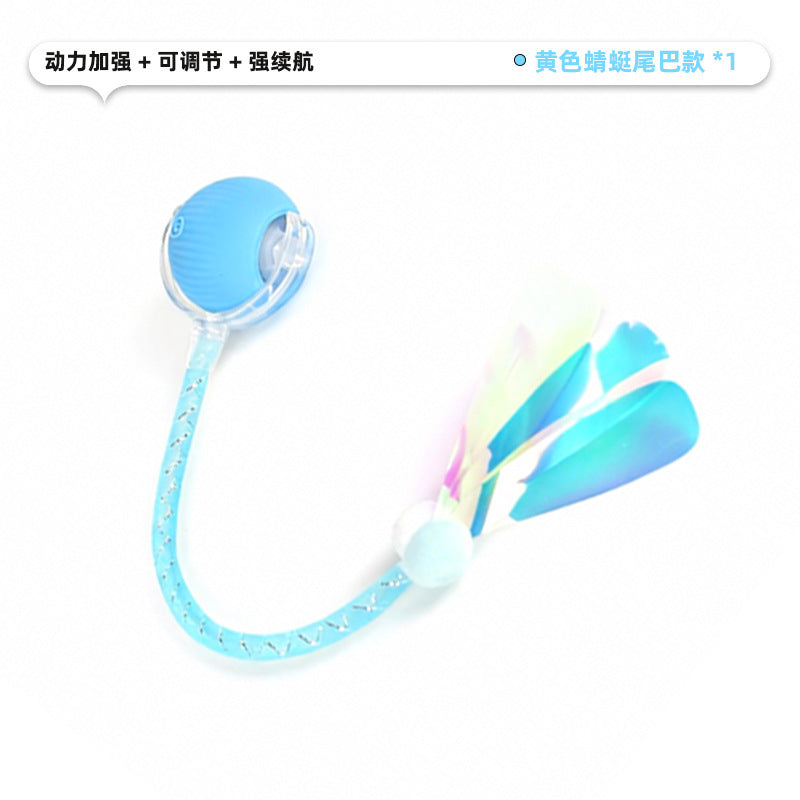 Automatic Self-Rolling Cat Toy Ball with Rope, Bite Resistant Bouncing Interactive Pet Ball for Indoor Kitten & Cat Self Play