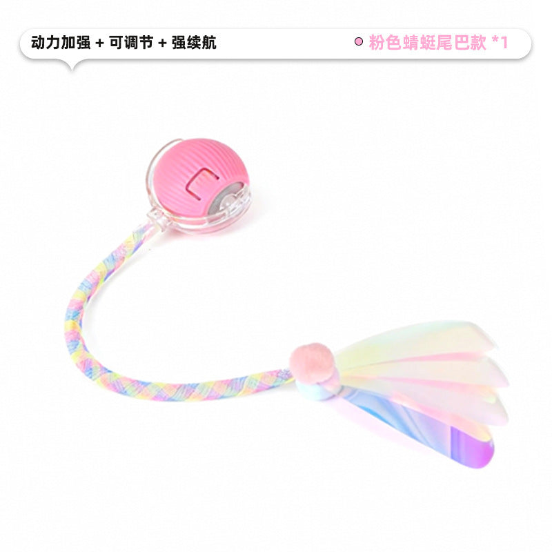 Automatic Self-Rolling Cat Toy Ball with Rope, Bite Resistant Bouncing Interactive Pet Ball for Indoor Kitten & Cat Self Play